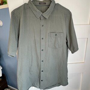 Toad & Co Shirt Mens Med Airbrush Short Sleeve Organic Cotton Casual Green Check
